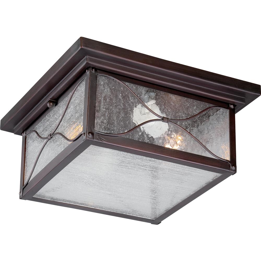 Nuvo Lighting 60/5616  Vega 2 Light Outdoor Flush Fixture with Clear Seed Glass in Classic Bronze Finish
